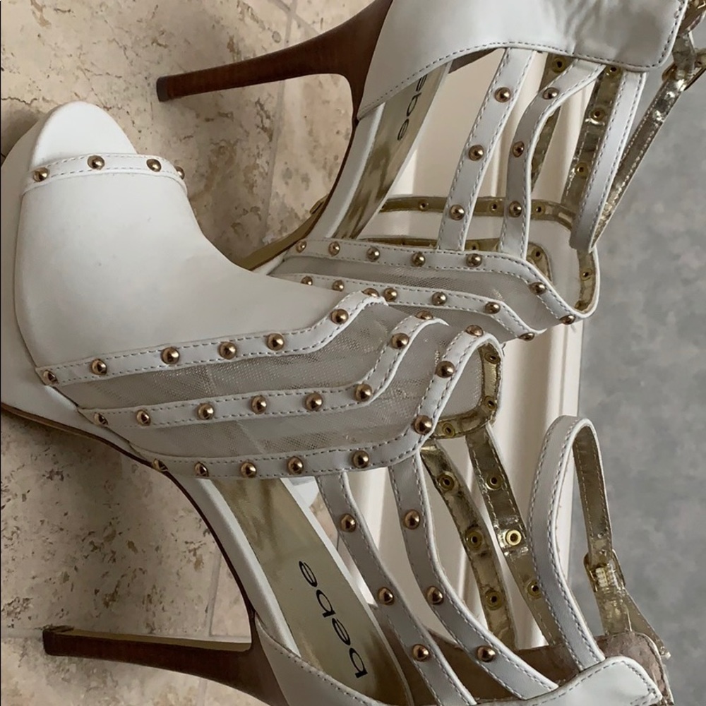 Bebe white studded sandals